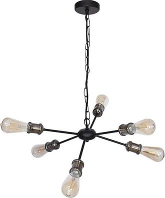 Fabrilamp L&aacute;mpara De Techo Aryana 6xe27 Al.reg.xd.52cm Negro/cuero