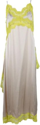 Msgm Long Slip Dress - Beige/Yellow
