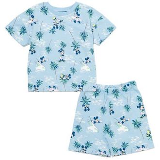 Disney Mickey Mouse Baby Boys French Terry 2-Piece T-Shirt and Shorts Set in Blue at Nordstrom, Size 18M