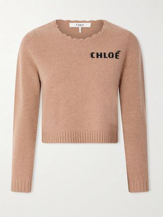 Chloé Pullover In Misto Lana E Cashmere Smerlato - Neutri