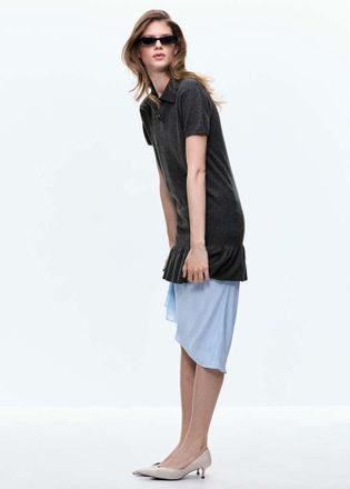 Mango Vestito maglia collo polo grigio antracite - Donna - XS - MANGO