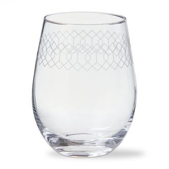 Tag Fitz Etched Stemless Wine Glass Clear Glass 18 oz 3.5x3.5x5 in at Nordstrom
