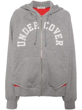 Undercover logo-embroidered hooded jacket - women - Polyester/Cotton - 2 - Grey