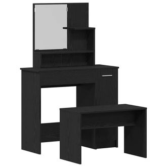 Berkfield Home Dressing Table Set Black Oak Engineered Wood