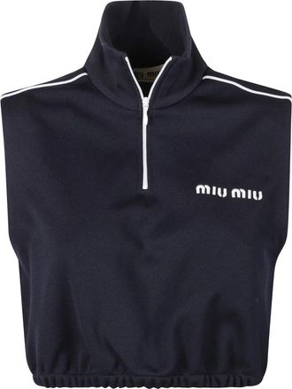 Miu Miu Tops, Dames, Blauw, M, Mouwloze Tops