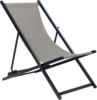 Beliani Tumbona De Jard&iacute;n De Metal Gris Negro Respaldo Reclinable Plegable Locri Ii