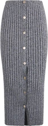 Philosophy di Lorenzo Serafini Ribgebreide Midi Rok met Hoge Taille - Dames - Kokerrokken - Grijs - XS - Rokken