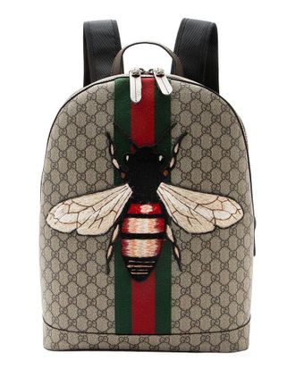 Gucci Beige Gg Supreme Canvas Animalier Bee Backpack (Authentic Pre-Loved)