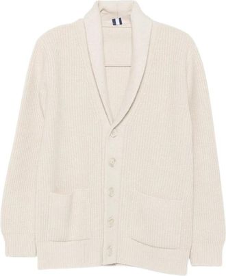 Fedeli Gebreide vest met sjaalkraag - Heren - Vesten - Beige - XL - Truien & Vesten