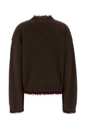 Uma Wang Womens Brown Cashmere Plain Sweater Brownred Exterior: Maglie