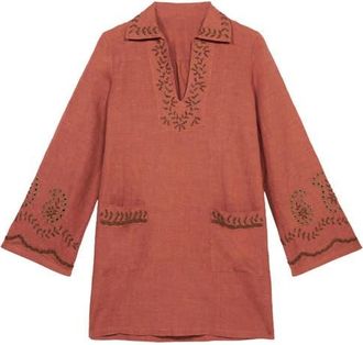 Fortela Genevieve Embroidered Midi Dress in Antique Pink at Nordstrom, Size 40 Eu