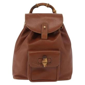 Gucci Vintage, unisex, Bruin, ONE Size, Leer, Pre-owned Vintage Leder Rugzak