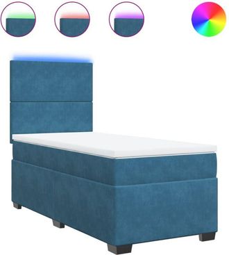 vidaXL Vidaxl - Cama Box Spring Con Colch&oacute;n Terciopelo Azul 90x200 Cm