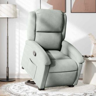 vidaXL Sill&oacute;n Reclinable Elevable Terciopelo Gris Claro