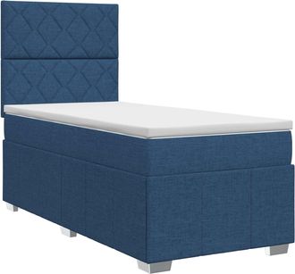 vidaXL Cama Box Spring Con Colch&oacute;n Con Cabecera Azul 100 X 200 Cm Tela Vidaxl