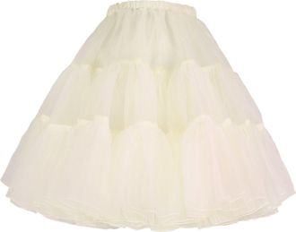 Flora 50s Rock n Roll Hoopless Short Skirt/Fancy Tutu Petticoat,18 Length (L-XL, IVORY)