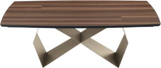 MondoViro Mesa extensible de madera color beige y cobre 200x300 cm 75h