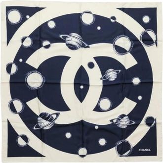 Chanel Pre-owned Scarves, female, Multicolor, Size: ONE SIZE Pre-owned Coco Mark Planet Silk Scarf