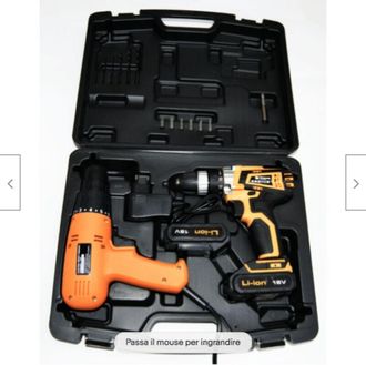 Far kit trapano 2 batteria 18V led caricabatterie + avvitatore elettrico 710 w 705HO