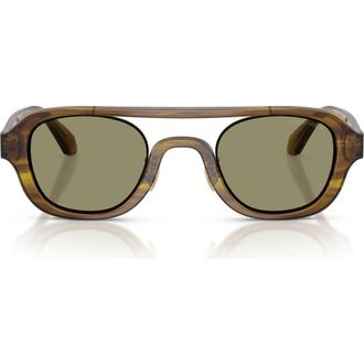 A|X Armani Exchange 48mm Irregular Sunglasses in Striped Brown /Green at Nordstrom
