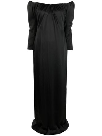 V:PM ATELIER off-shoulder longsleeved dress - women - Polyester/Polyester/Spandex/Elastane - 34 - Black