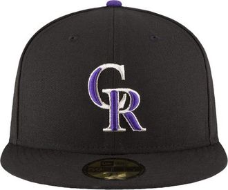 New Era Womens Colorado Rockies Rockies 59Fifty Authentic Cap - Adult Black/White/Purple Size 6 7/8