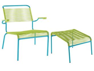 Schubiger M&ouml;bel Spaghetti-Lounger + Hocker S&auml;ntis mit Armlehnen