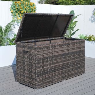 Direct Wicker 980L Aluminum Outdoor Large Rattan Deck Storage Box in Brown