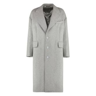 Dolce & Gabbana Jassen, Heren, Grijs, L, Wol, Wollen Blend Jas met Reverskraag