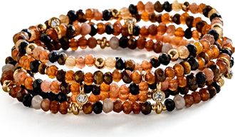 BaubleBar Indya Semi-Precious Layered Bracelet Set in Brown at Nordstrom
