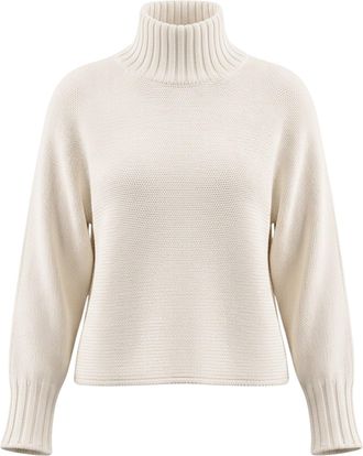 Gran Sasso Mock Neck White Merino Wool Sweater