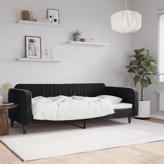 vidaXL Sof&aacute; Cama Sin Colch&oacute;n Terciopelo Negro 90x190 Cm Vidaxl