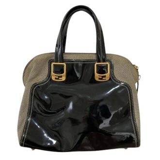 Fendi Pre-owned Handbags, female, Black, Size: ONE SIZE Pre-owned Chameleon Patent Leather 2way Bag