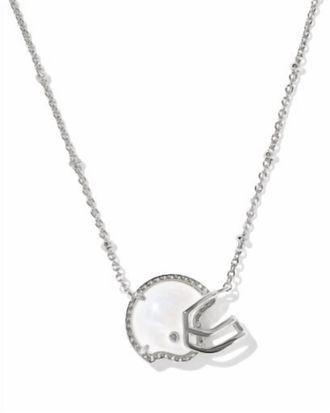 Kendra Scott Womens Football Helmet Short Pendant Necklace In Silver Ivory Mother Of Pearl