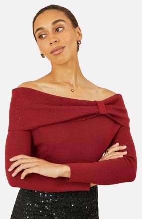 Yumi Bardot Diamante Detail Sweater in Burgundy at Nordstrom, Size Medium