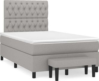 vidaXL Vidaxl - Cama Box Spring Con Colch&oacute;n Tela Gris Claro 120x190 Cm