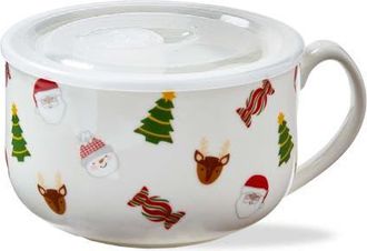 Tag Holiday Cheer Soup Mug with Lid - Multicolor Bone China in Multicolored at Nordstrom