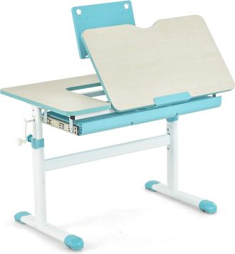 Costway Escritorio Infantil Ajustable En Altura Con Tablero Inclinable Y Soporte Para Libros, Caj&oacute;n Y Regla, Mesa Ergon&oacute;mica Para Ni&ntilde;os Para Escribir, Dibujar