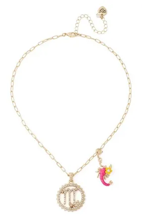Betsey Johnson Gemini Charm Pendant Necklace in Pink-Scorpio at Nordstrom