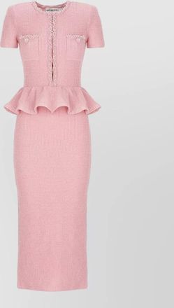 Self Portrait ribbed beaded knit midi dress