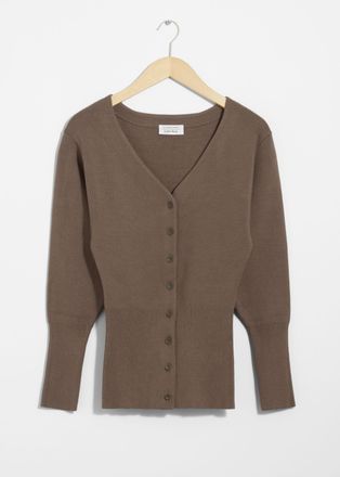 & Other Stories Buttoned Knit Cardigan - Beige