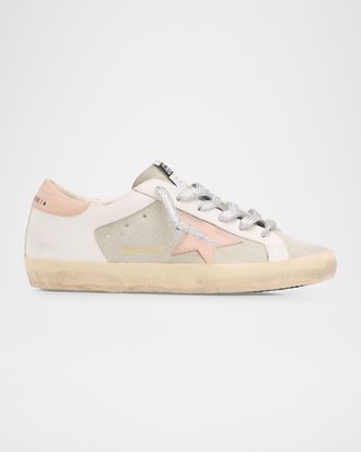 Golden Goose Super-Star Mixed Leather Low-Top Sneakers
