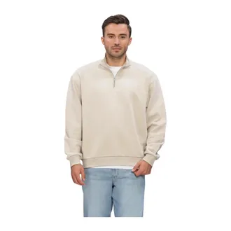 Les Deux Hoodies & sweatvesten, Heren, Beige, XL, Crew Half-Zip Sweatshirt
