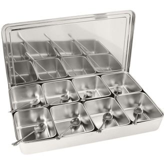 OEM Caja De Condimentos De Aleaci&oacute;n De Aluminio De 8 Compartimentos, Recipientes Para Almacenar Condimentos, Tarro Para Especias, Utensilios De Cocina -cr