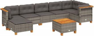 vidaXL Vidaxl - Set De Sof&aacute;s De Jard&iacute;n 8 Pzas Y Cojines Rat&aacute;n Sint&eacute;tico Gris