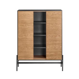 SoBuy Aparador Entrada Recibidor Buffet Para Sal&oacute;n Con 2 Puertas Y 4 Compartimentos Abiertos 92 X 40 X 119 Cm Negro Hfsb04-sch Sobuy Es