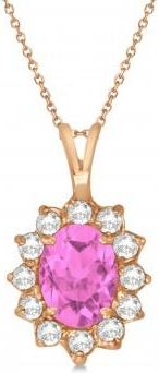 Allurez Lab Pink Sapphire & Lab Diamond Accented Pendant Necklace 14k Rose Gold (1.70ctw)