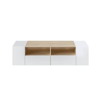 Usinestreet Mueble de tv con 4 puertas l138 cm - roble y blanco