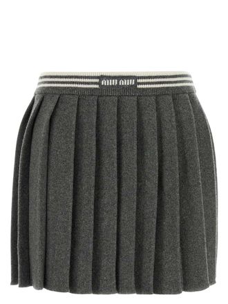 【関税&送料込】Miu Miu Dark Grey Silk Blend Mini Skirt Sequin detailed miniskirt | Miu Miu | OTTODISANPIETRO