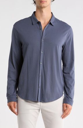 John Varvatos Clark Cotton Jersey Button-Up Shirt in Blue Smoke at Nordstrom Rack, Size Xx-Large
